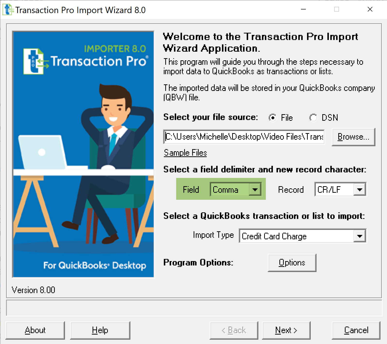 quickbooks for mac import credit card charges
